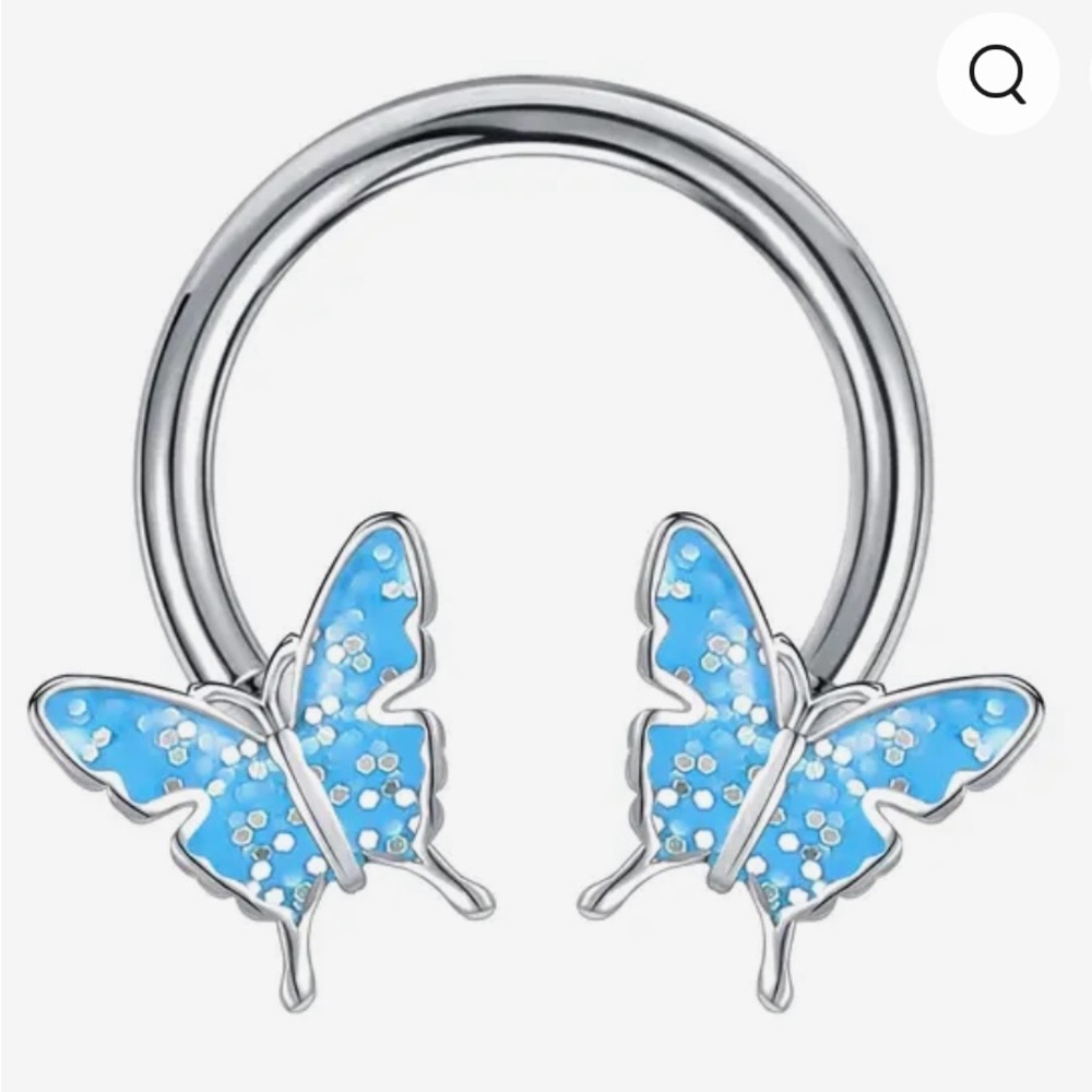 Silver and Blue Butterfly 🦋 Septum Piercing